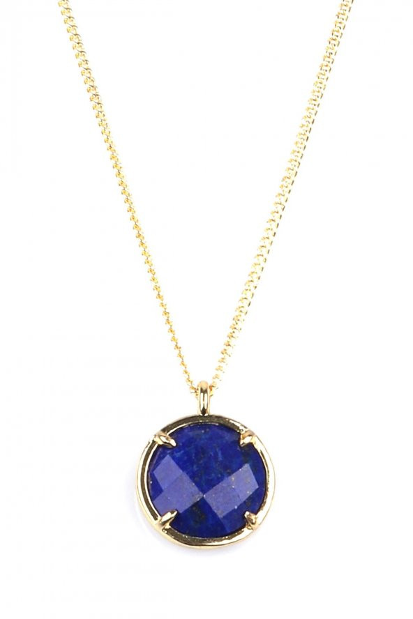 Lapis Lazuli Doğal Taş Gold Renkli Kolye ürün görseli 1