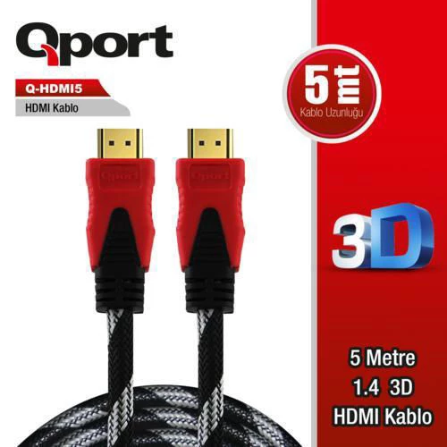 QPORT Q-HDMI5 5M HDMI KABLO ALTIN UÇLU 2.0V 4K 60HZ ürün görseli 1