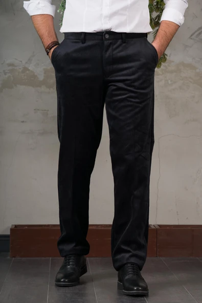 İNCE FİTİLLİ REGULAR KESİM BORU PAÇA ERKEK KADİFE PANTOLON ürün görseli 1