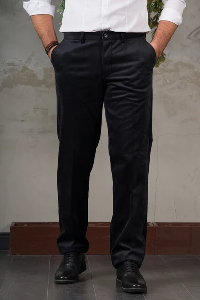 İNCE FİTİLLİ REGULAR KESİM BORU PAÇA ERKEK KADİFE PANTOLON ürün görseli 1
