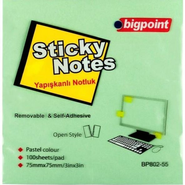 BIGPOINT YAP.KAGIT 75x75 YESIL 1 LI (802) ürün görseli 1