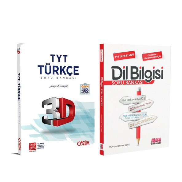 3D TYT Türkçe ve AKM Dil Bilgisi Soru Bankası Seti 2 Kitap ürün görseli 1