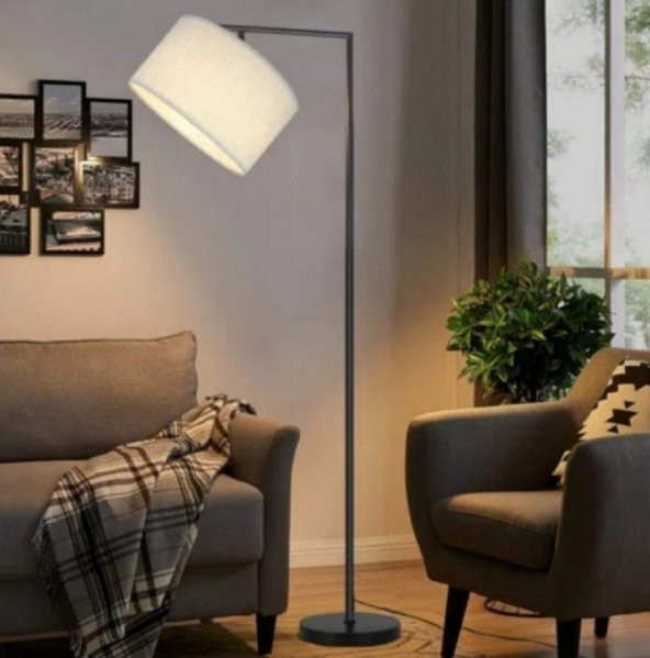 MYLIGHTS RETRO RUSTİK MODERN KREM KUMAŞ KÖŞE LAMBASI LAMBADER (EV. İŞYERİ. MEKAN. CAFE ) ürün görseli 1