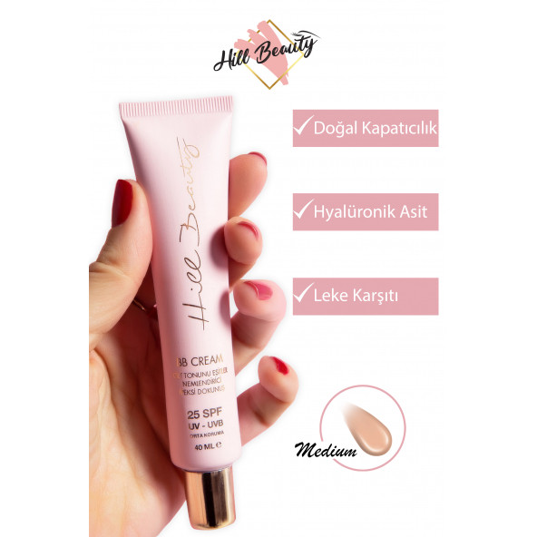 Hill Beauty BB Krem Medium 40 ml SPF25 Cilt Tonu Eşitleyici Hyaluronik Asit Leke Karşıtı Nemlendirici ürün görseli 1