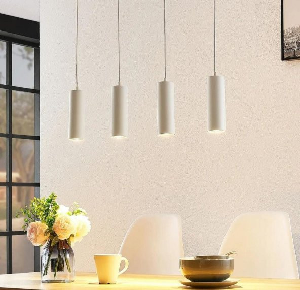 MYLIGHTS 4 LÜ BEYAZ SIRALI MASA ÜSTÜ  LEDLİ SARKIT AVİZE ( EV İŞYERİ YADA CAFE) ürün görseli 1