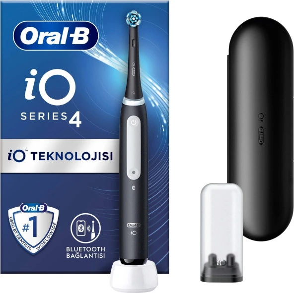 Oral-B iO 4 Şarjlı Diş Fırçası Mat Siyah + Seyahat Kabı Hediyeli ürün görseli 1