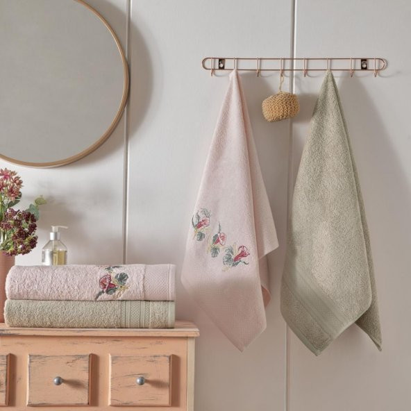 Taç Floret Bambu Hamam Seti Somon Camel ürün görseli 1
