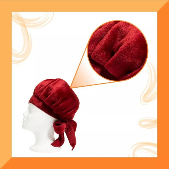 Cantu Mikrofiber Saç Kurutma Bonesi - Bordo - Resim 2