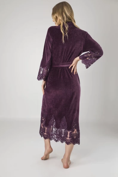 Nuşa dantelli Bambo Cotton Bayan Sabahlık - Resim 7