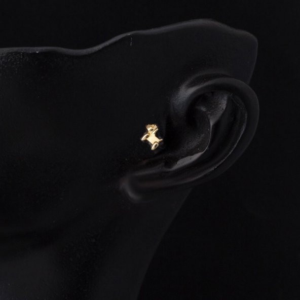 14 Ayar Altın Tragus Piercing Küpe - Resim 2