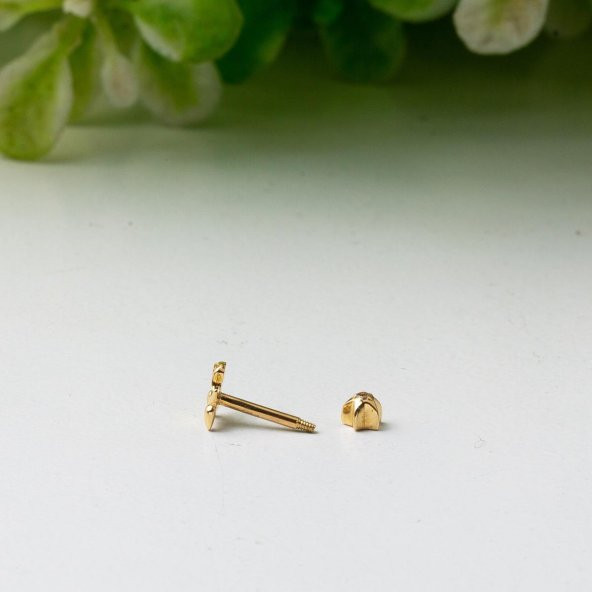 14 Ayar Altın Tragus Piercing Küpe - Resim 3