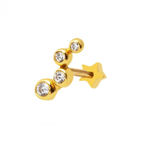 14 Ayar Altın Piercing Tragus Küpe ürün görseli 1