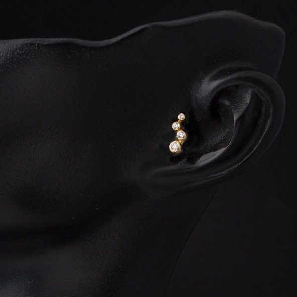 14 Ayar Altın Piercing Tragus Küpe - Resim 2