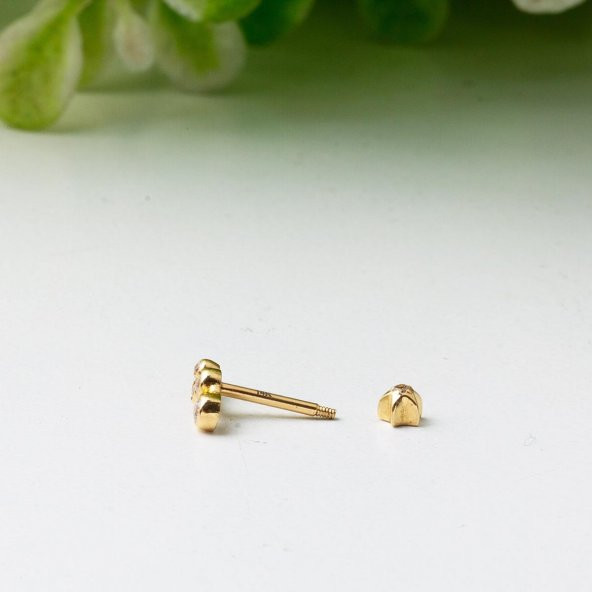 14 Ayar Altın Piercing Tragus Küpe - Resim 3