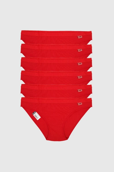Tutku 12 li Tutku Yazılı Bayan Bikini Külot Kırmızı ürün görseli 1