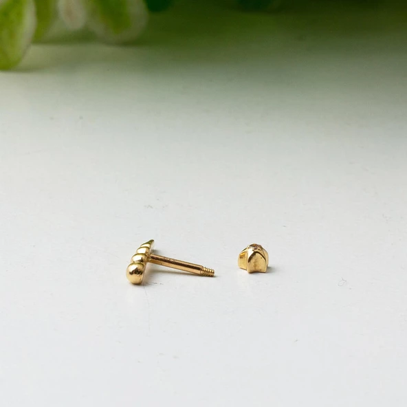 14 Ayar Altın Piercing Tragus Küpe - Resim 3