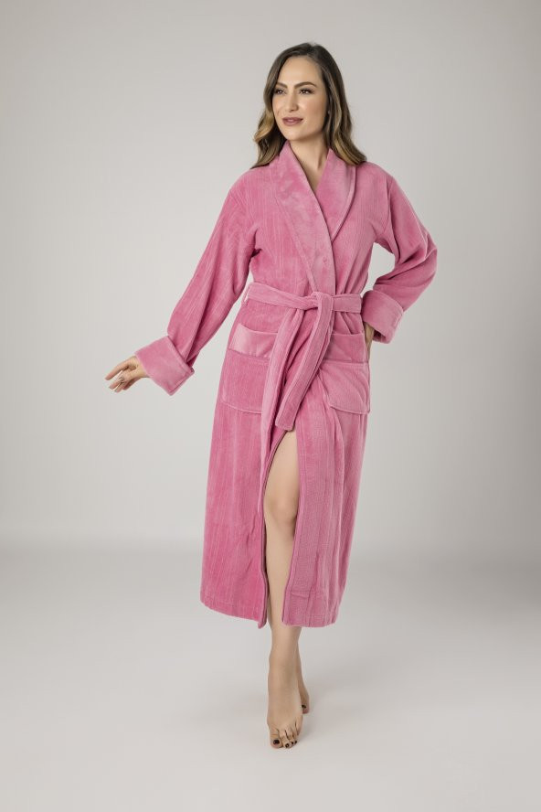 Pembe Filoşlu Cotton Bayan Bornozu ürün görseli 1