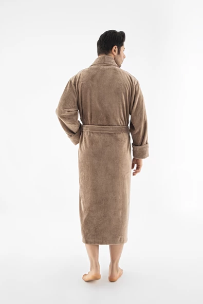 Devetüyü Biyeli Bambu Cotton Erkek Bornozu - Resim 4