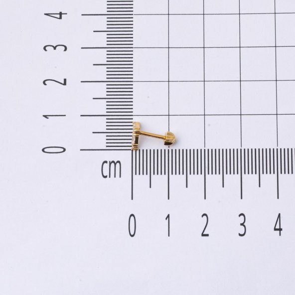 14 Ayar Altın Tragus Piercing Küpe - Resim 6