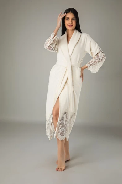 Uzun Şalyaka Dantelli Bambo Cotton - Resim 3