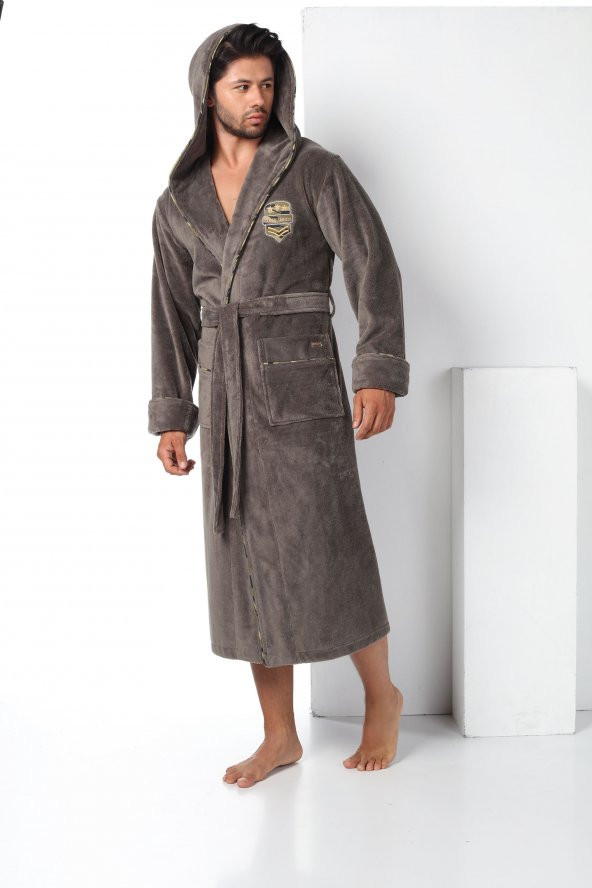 Commander Nakışlı Bambu Cotton  Erkek Bornozu - Resim 8