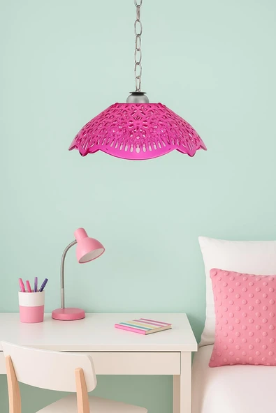Pembe Akrilik Avize Modern Dekoratif Aydınlatma 35x35x12 cm ürün görseli 1