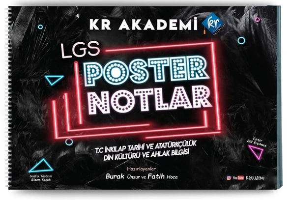 KR Akademi 8. Sınıf LGS İnkılap Tarihi ve Atatürkçülük Din Kültürü ve Ahlak Bilgisi Poster Notları ürün görseli 1