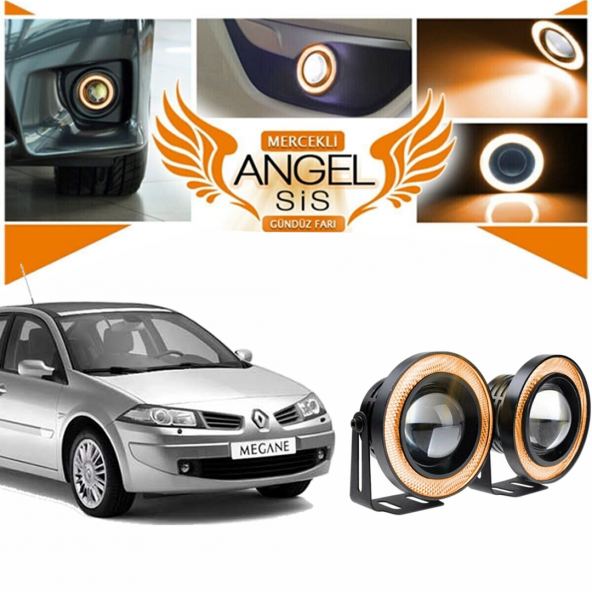Renault Megane 2 Uyumlu, Universal Mercekli Led Angel Sis Farı, 76mm Turuncu Renk ürün görseli 1