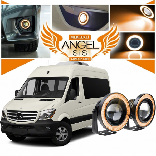 Mercedes - Benz Sprinter Uyumlu, Universal Mercekli Led Angel Sis Farı, 76mm Turuncu Renk ürün görseli 1