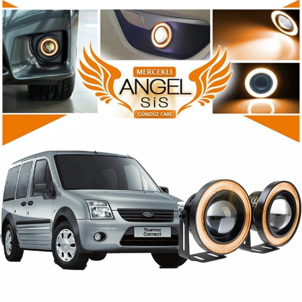 Ford Transit Connect Uyumlu, Universal Mercekli Led Angel Sis Farı, 76mm Turuncu Renk ürün görseli 1
