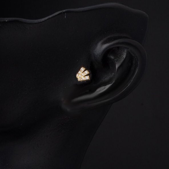 14 Ayar Altın Tragus Piercing Küpe - Resim 2
