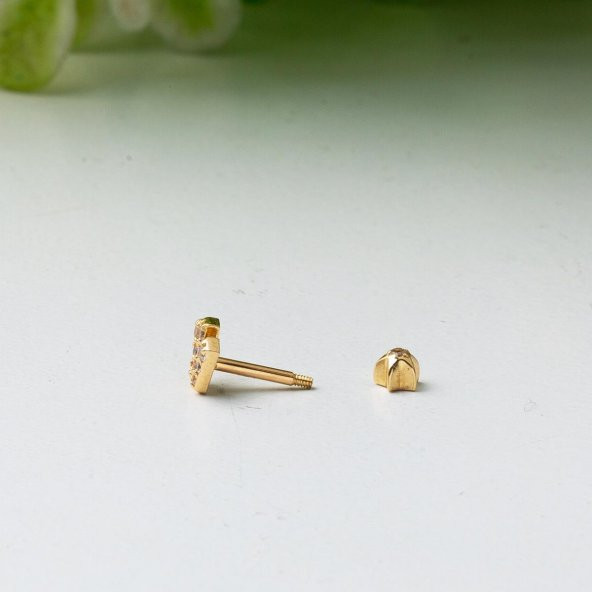 14 Ayar Altın Tragus Piercing Küpe - Resim 3