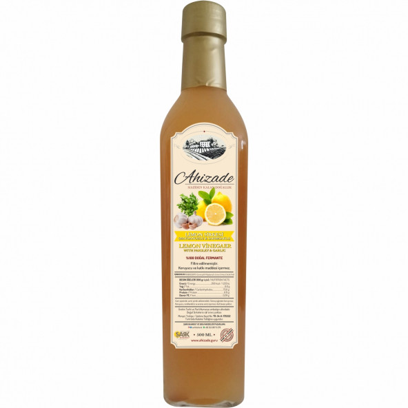 Ahizade Doğal Limon (Sarımsaklı, Maydanozlu) Sirkesi - 500 ml. ürün görseli 1