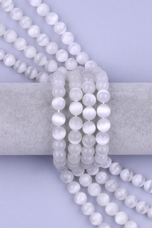 Selenit Doğal Taş Dizi 10 mm Küre Kesim ürün görseli 1