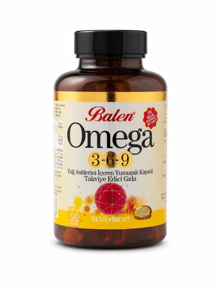 OMEGA 3-6-9 YAĞ ASİTLERİ İÇEREN YUMUŞAK KAPSÜL 1585 MG*100 ürün görseli 1
