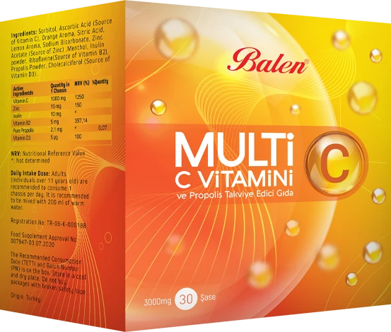 MULTİ C C VİTAMİNİ VE PROPOLİS ŞASE 3000 MG*30 ürün görseli 1