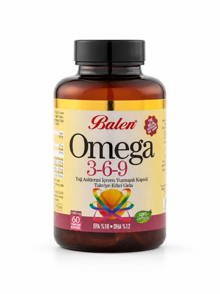 OMEGA 3-6-9 YAĞ ASİTLERİ İÇEREN YUMUŞAK KAPSÜL 1585 MG*60 ürün görseli 1