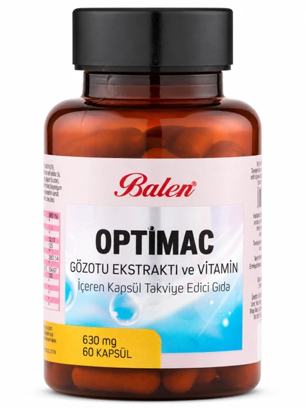 OPTİMAC GÖZOTU EKST. VE VİT. İÇEREN KAPSÜL 630 MG*60 ürün görseli 1