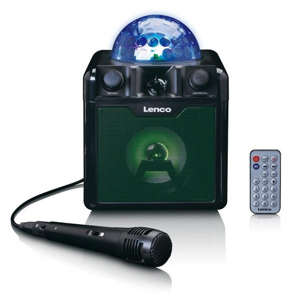 LENCO BTC-055 BK - IŞIKLI BLUETOOTH HOPARLÖR, USB, SD, RC, MIC, AC ürün görseli 1