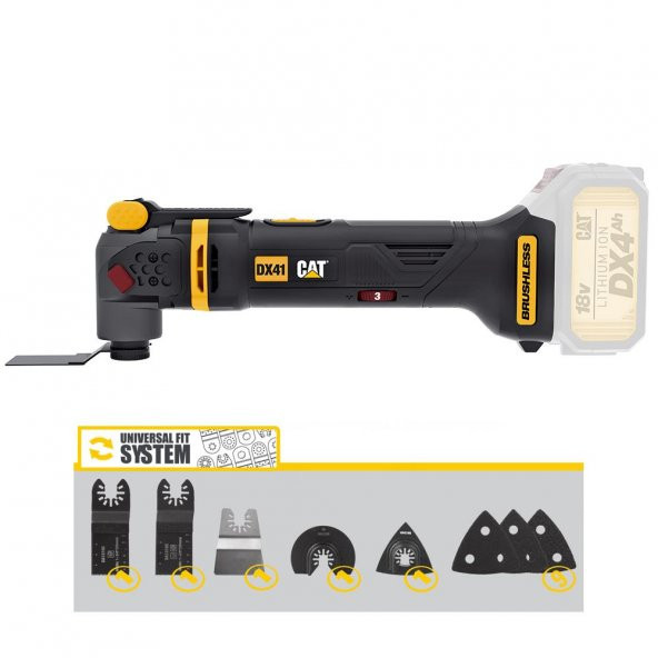 CAT DX41B 18Volt Kömürsüz Profesyonel Çok Amaçlı Devir Ayarlı Raspalama+14 Adet Aksesuar (Akü Dahil Değildir) ürün görseli 1