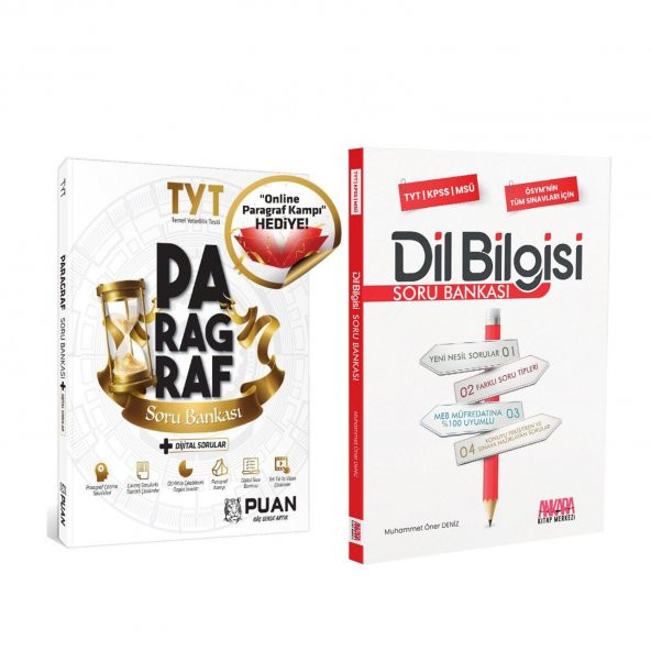 Puan Yayınları TYT Paragraf ve AKM Dil Bilgisi Soru Bankası Seti 2 Kitap ürün görseli 1