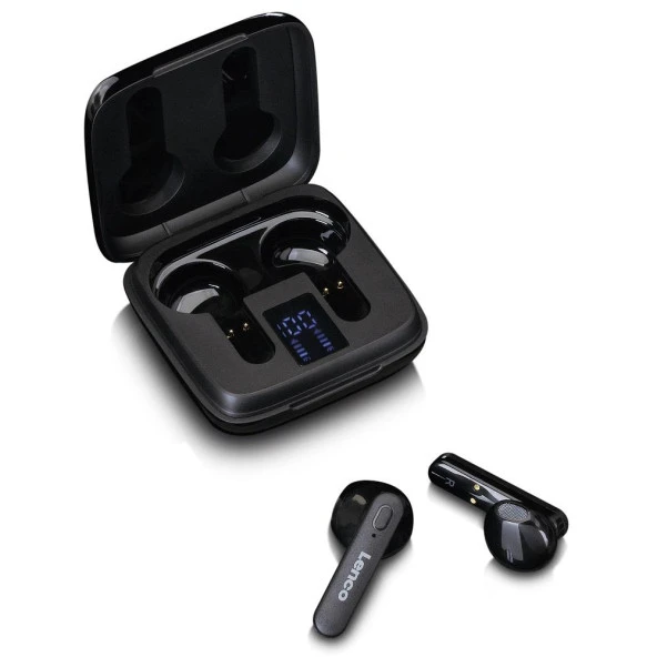 LENCO EPB-430BK TWS KABLOSUZ BLUETOOTH KULAKLIK, MİKROFONLU, EKRANLI ŞARJ KUTUSU, SİYAH ürün görseli 1