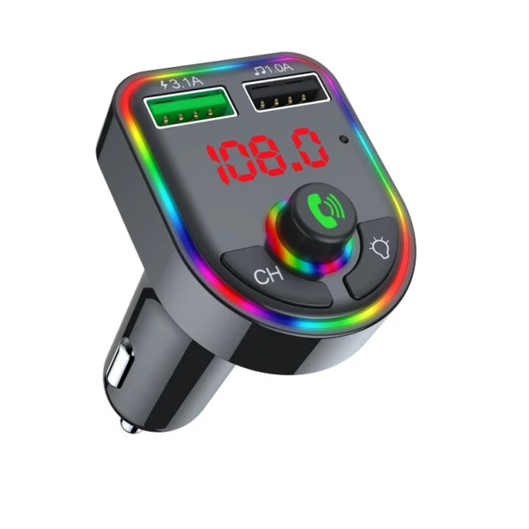 Concord C613 Rgb Işıklı Bluetoothlu Usb Bellek, Hafıza Kartı ve 3.1A+1A Şarj Girişli Fm Transmitter ürün görseli 1