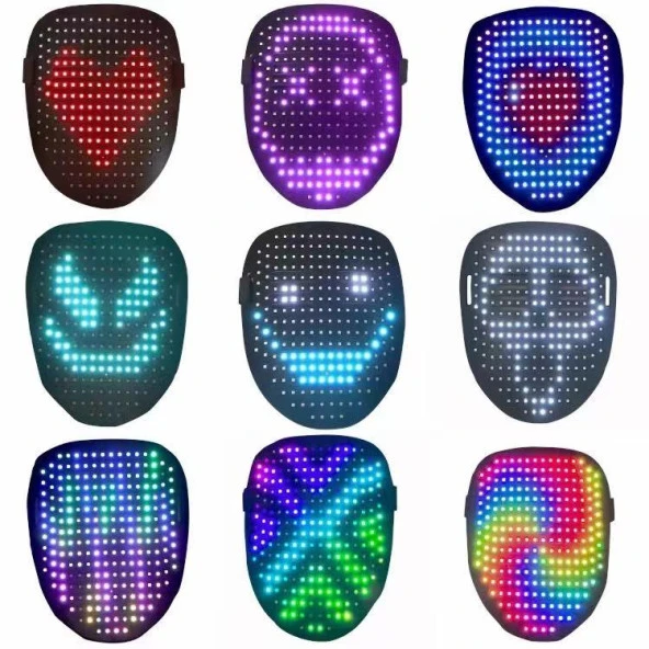 Doppler LED Maske Çok Renkli Led Işıklı Şarjlı Parti Maskesi Kablosuz Yılbaşı Düğün Eğlence ürün görseli 1