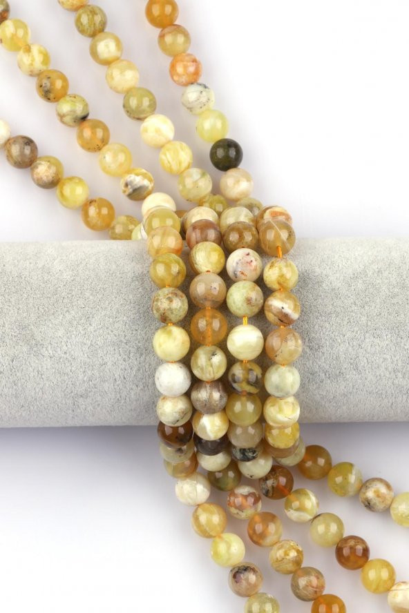 Sarı Opal Doğal Taş Dizi 10 mm Küre Kesim ürün görseli 1