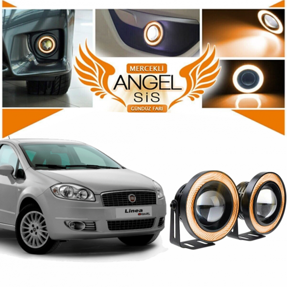 Fiat Linea Uyumlu, Universal Mercekli Led Angel Sis Farı, 76mm Turuncu Renk ürün görseli 1