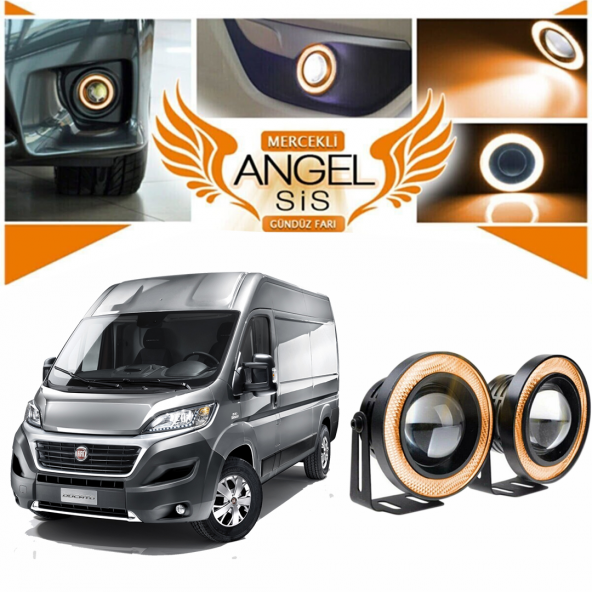 Fiat Ducato Uyumlu, Universal Mercekli Led Angel Sis Farı, 76mm Turuncu Renk ürün görseli 1