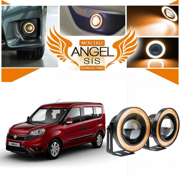 Fiat Doblo D4 Uyumlu, Universal Mercekli Led Angel Sis Farı, 76mm Turuncu Renk ürün görseli 1