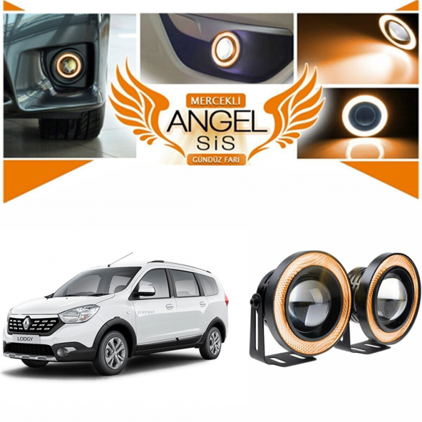 Dacia Lodgy Uyumlu, Universal Mercekli Led Angel Sis Farı, 76mm Turuncu Renk ürün görseli 1