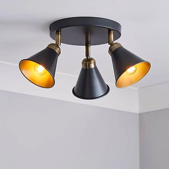 Rsylight Retro Metal Rustik 3 Lü Mafsallı Tavan Plofyoner Avize ürün görseli 1